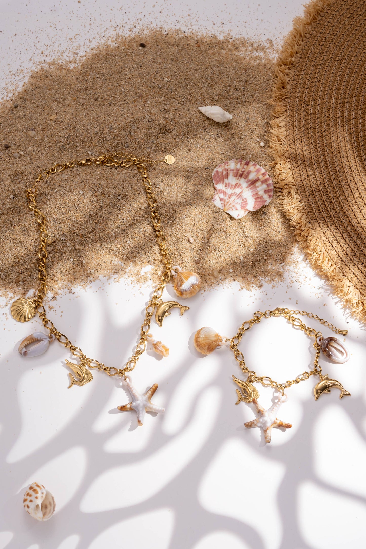 Parure marine acier inoxydable doré collier bracelet mer