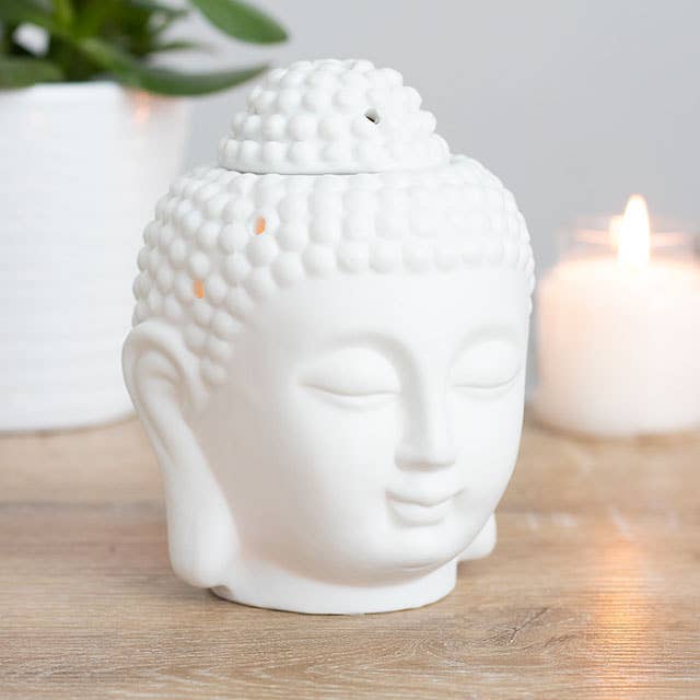 Brûleur tête de Bouddha blanc mat