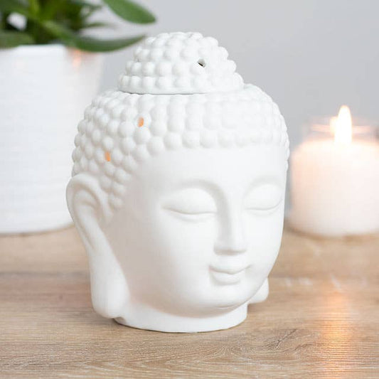 Brûleur tête de Bouddha blanc mat