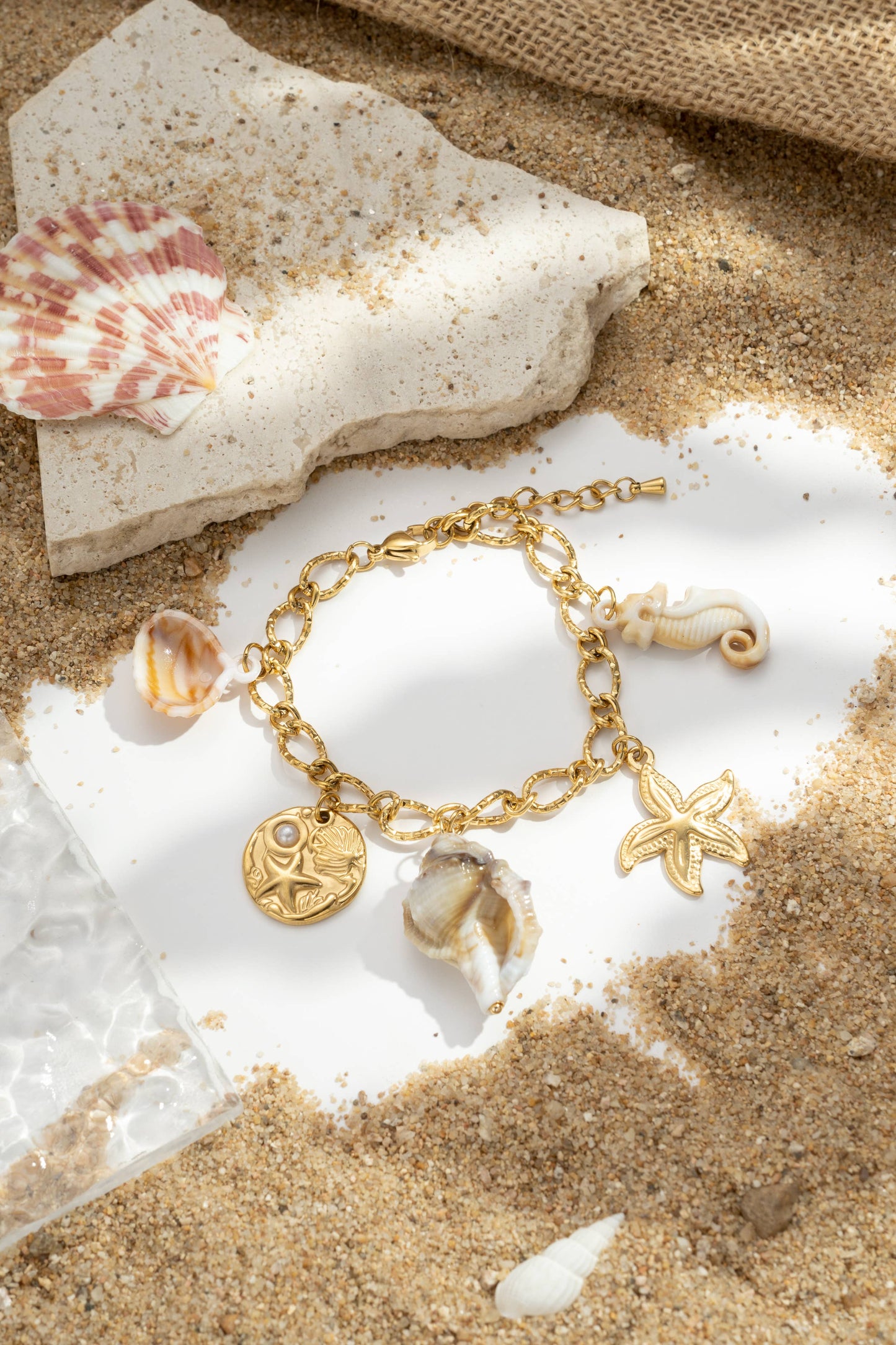 Parure collier bracelet charm océan étoile tortue coquillage