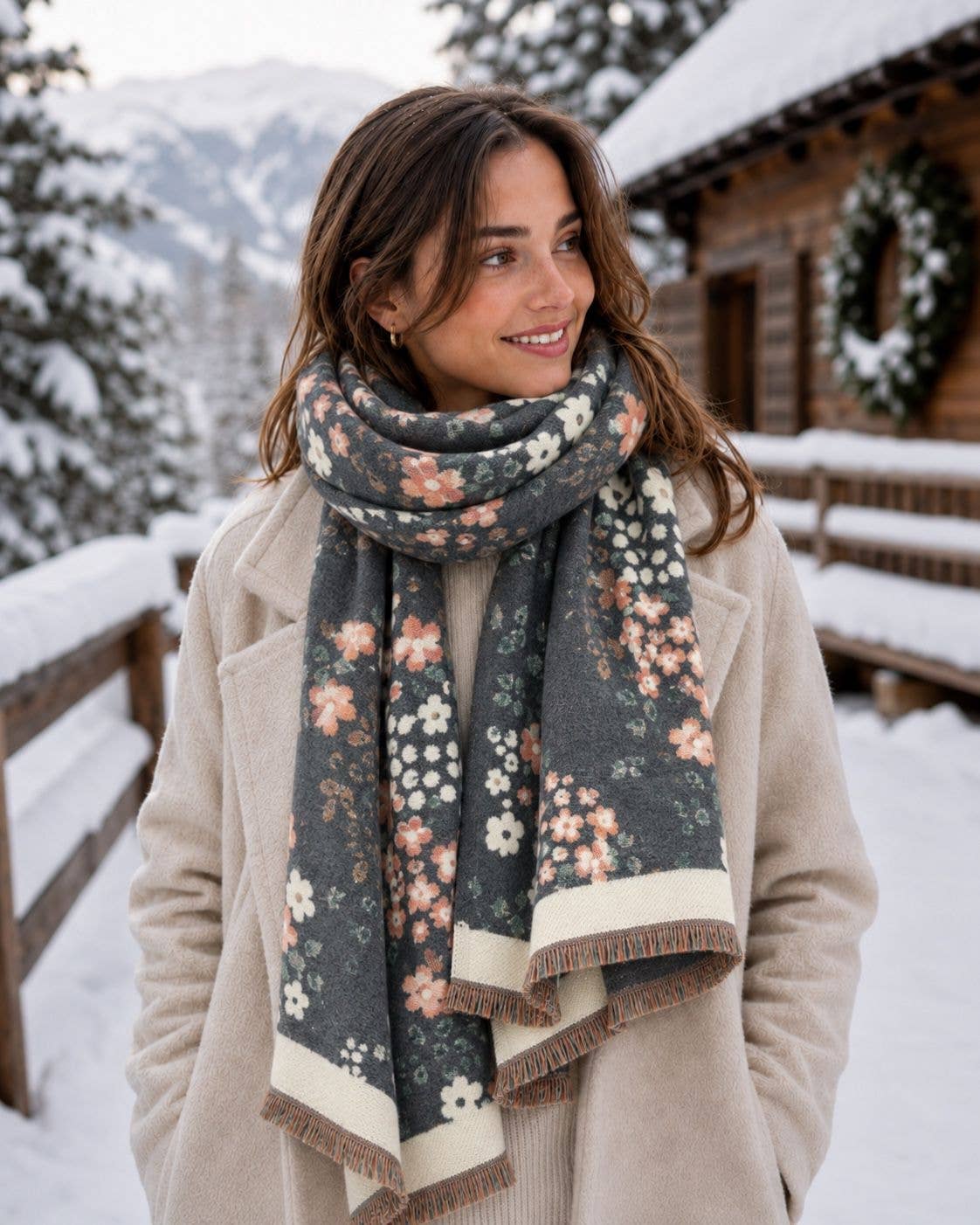 Écharpe femme douce et chaude en viscose et laine – Collection hiver