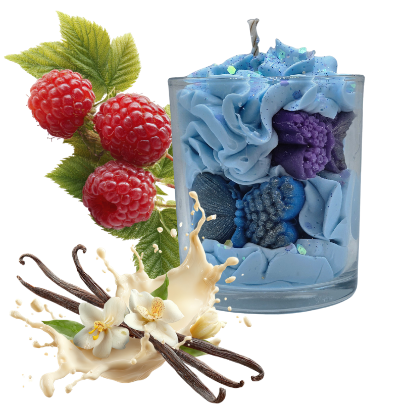 Bougie parfumée Framboise Noire & Vanille – Bougie artisanale gourmande en cire végétale