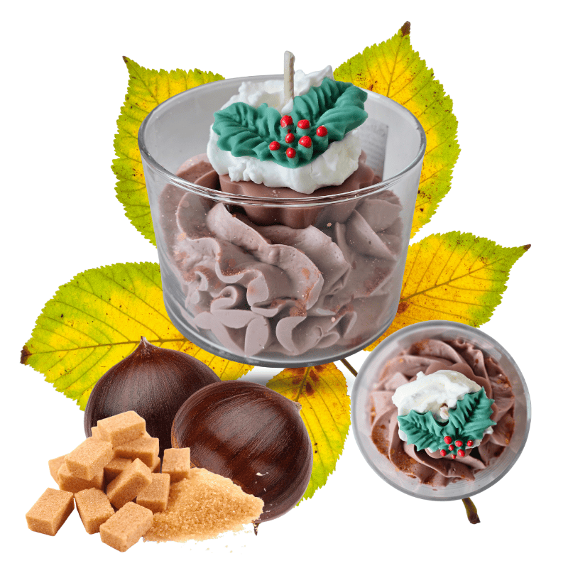 Bougie parfumée d’hiver Châtaigne Cassonade – Fait main en cire végétale